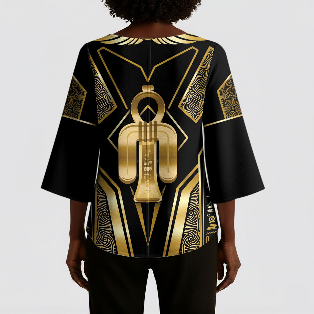 Egypt Tyet Kimono Sleeve Blouse Ancient Mythology Knot Of Isis Gold