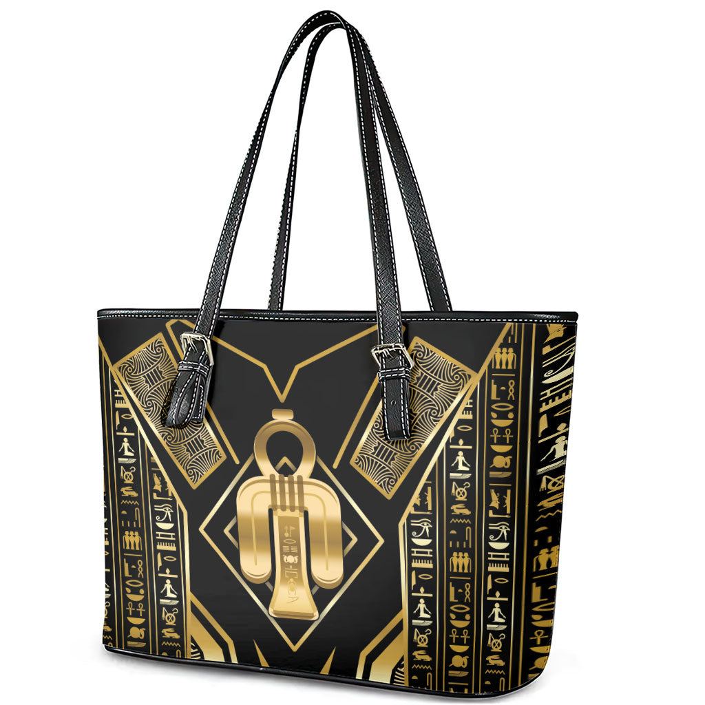 Egypt Tyet Leather Tote Bag Ancient Mythology Knot Of Isis Gold