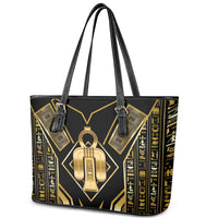 Egypt Tyet Leather Tote Bag Ancient Mythology Knot Of Isis Gold