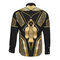 Egypt Tyet Long Sleeve Button Shirt Ancient Mythology Knot Of Isis Gold