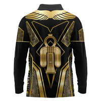 Egypt Tyet Long Sleeve Polo Shirt Ancient Mythology Knot Of Isis Gold