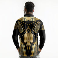 Egypt Tyet Long Sleeve Polo Shirt Ancient Mythology Knot Of Isis Gold