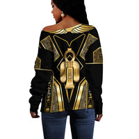 Egypt Tyet Off Shoulder Sweater Ancient Mythology Knot Of Isis Gold