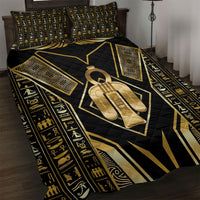 Egypt Tyet Quilt Bed Set Ancient Mythology Knot Of Isis Gold