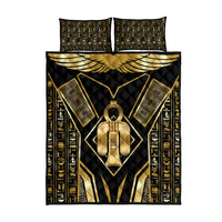 Egypt Tyet Quilt Bed Set Ancient Mythology Knot Of Isis Gold