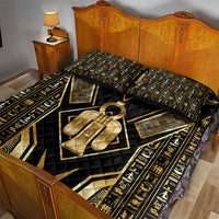 Egypt Tyet Quilt Bed Set Ancient Mythology Knot Of Isis Gold