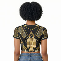 Egypt Tyet Raglan Cropped T shirt Ancient Mythology Knot Of Isis Gold