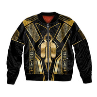 Egypt Tyet Sleeve Zip Bomber Jacket Ancient Mythology Knot Of Isis Gold