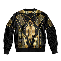 Egypt Tyet Sleeve Zip Bomber Jacket Ancient Mythology Knot Of Isis Gold