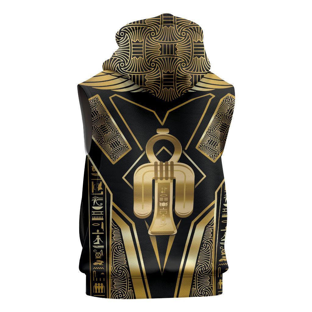 Egypt Tyet Sleeveless Hoodie Ancient Mythology Knot Of Isis Gold