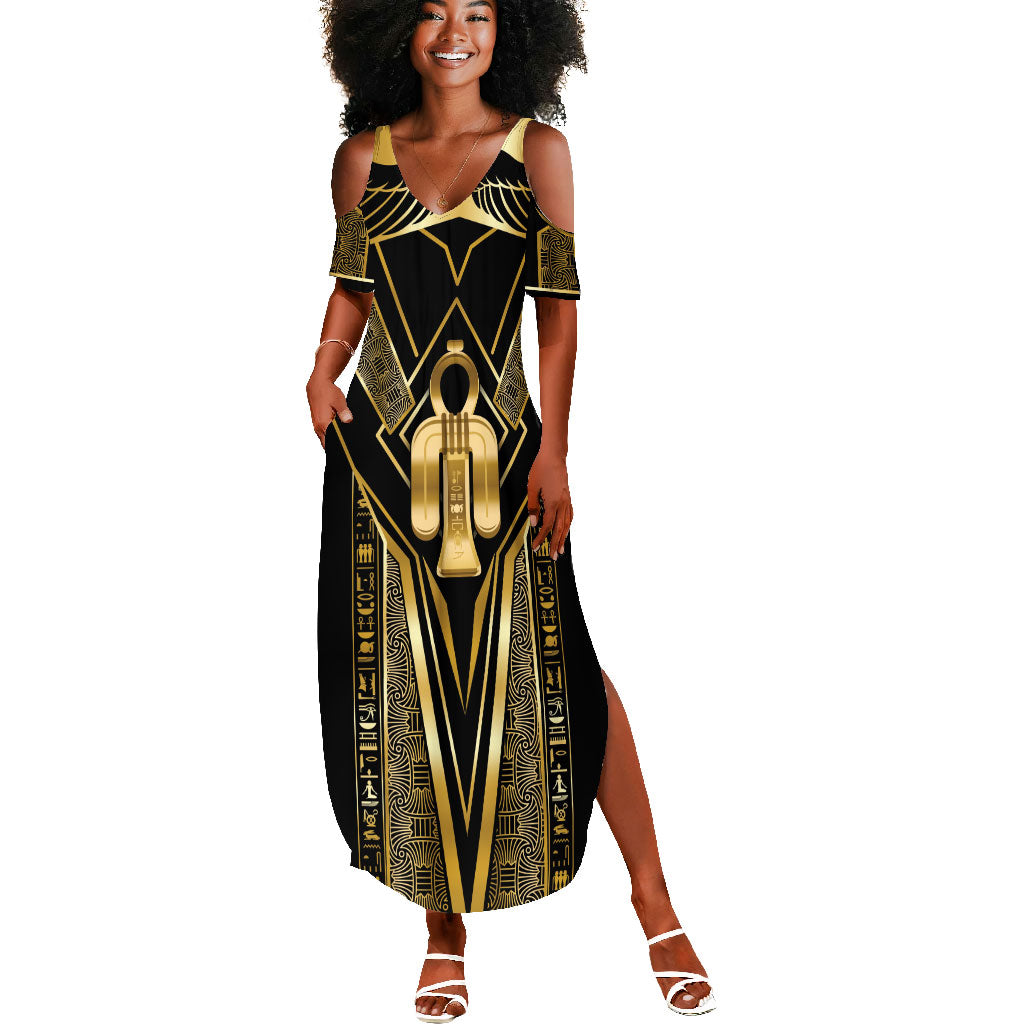 Egypt Tyet Summer Maxi Dress Ancient Mythology Knot Of Isis Gold
