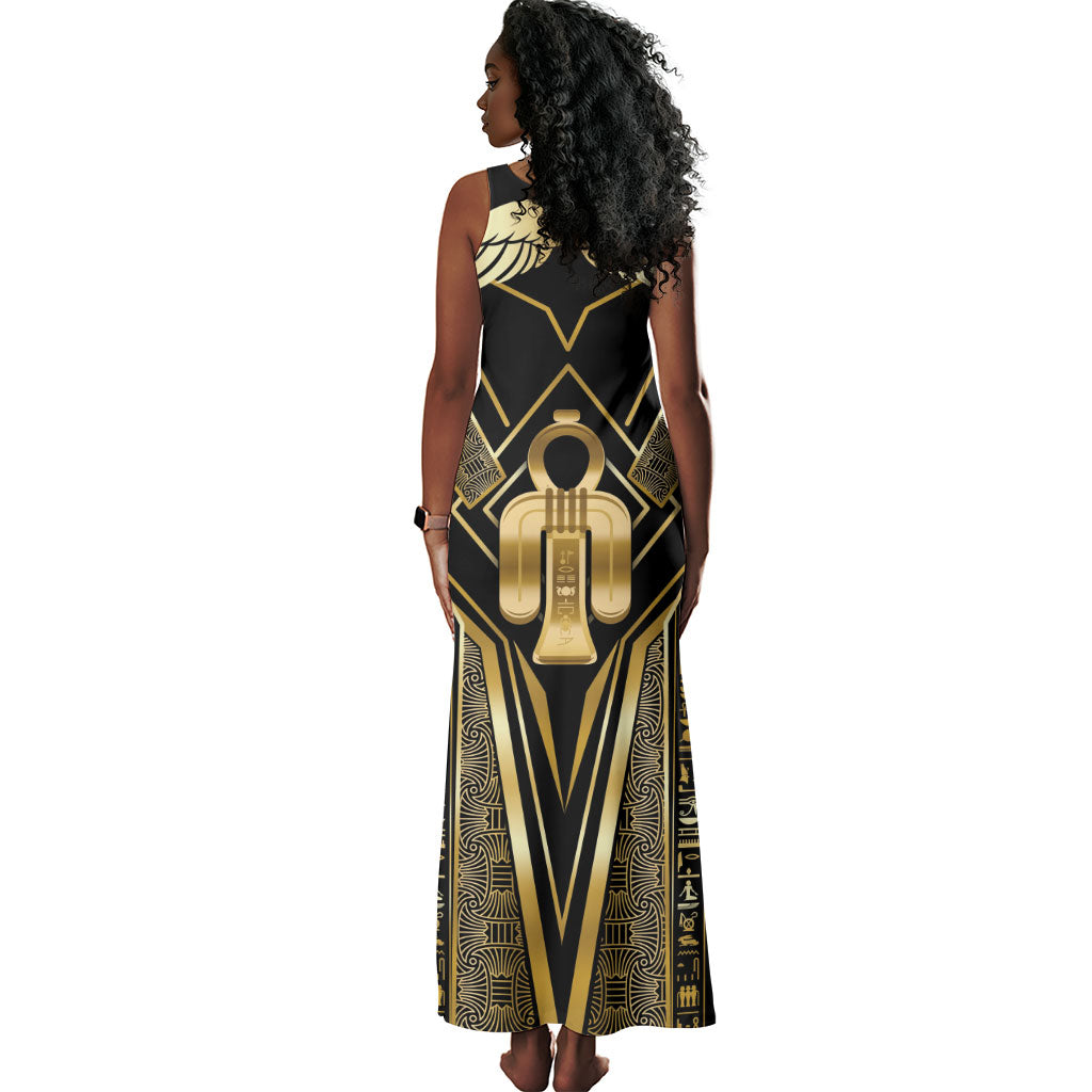 Egypt Tyet Tank Maxi Dress Ancient Mythology Knot Of Isis Gold