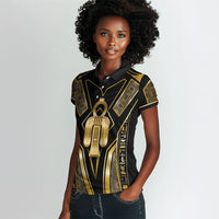 Egypt Tyet Women Polo Shirt Ancient Mythology Knot Of Isis Gold