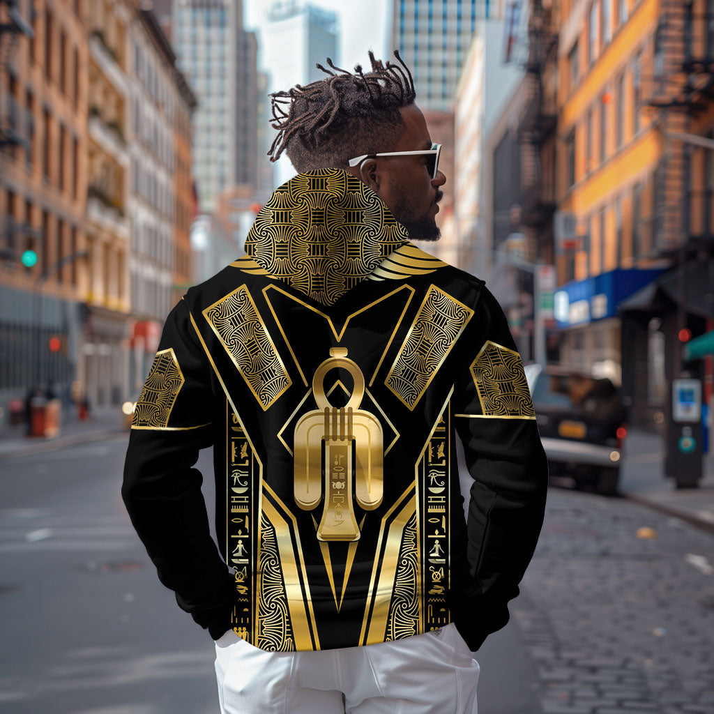 Egypt Tyet Zip Hoodie Ancient Mythology Knot Of Isis Gold