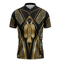 Egypt Tyet Zipper Polo Shirt Ancient Mythology Knot Of Isis Gold