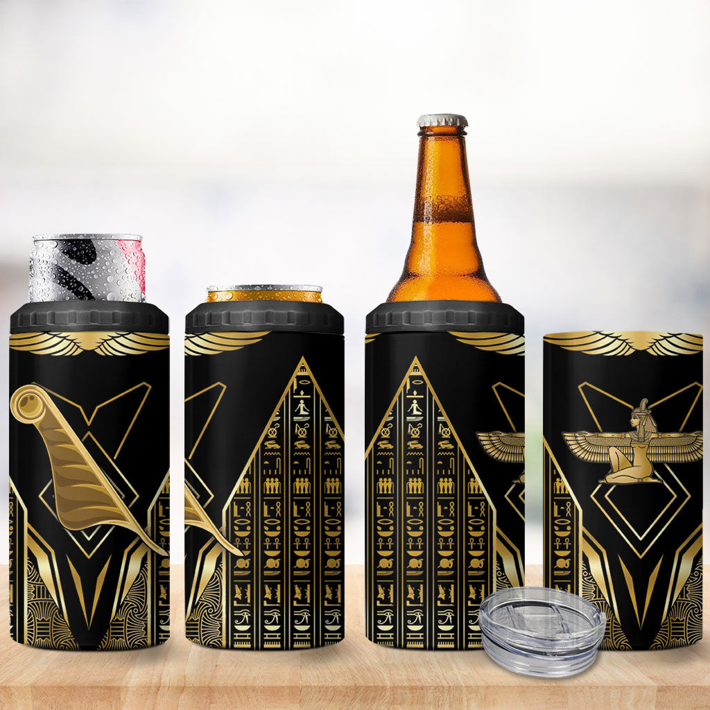 Egypt Feather Of Maat 4 in 1 Can Cooler Tumbler Ancient Mythology Truth And Justice