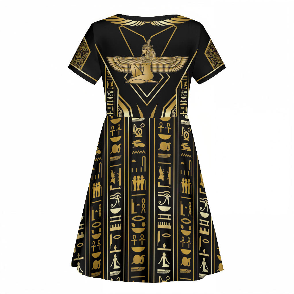 Egypt Feather Of Maat Kid Short Sleeve Dress Ancient Mythology Truth And Justice