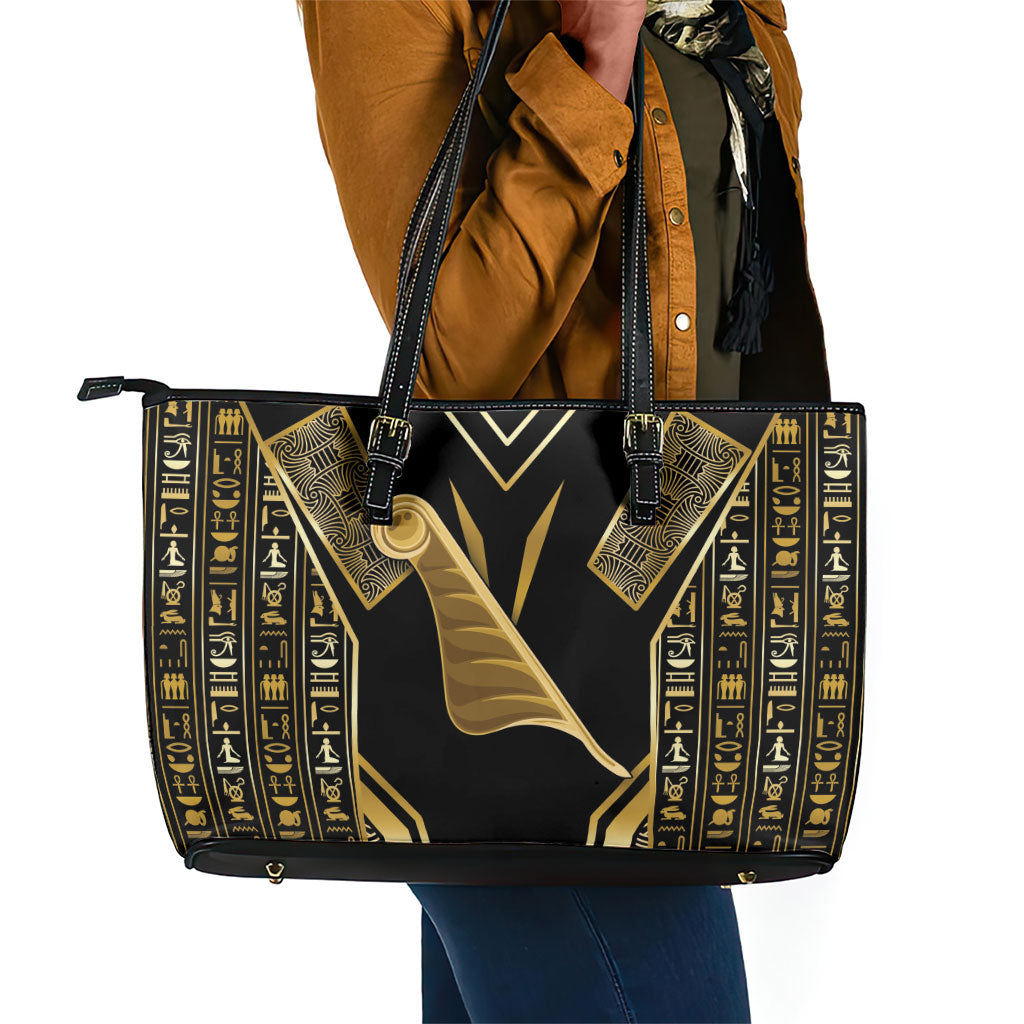 Egypt Feather Of Maat Leather Tote Bag Ancient Mythology Truth And Justice