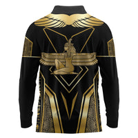 Egypt Feather Of Maat Long Sleeve Polo Shirt Ancient Mythology Truth And Justice