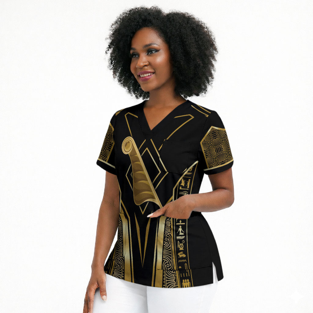 Egypt Feather Of Maat Scrub Top Ancient Mythology Truth And Justice
