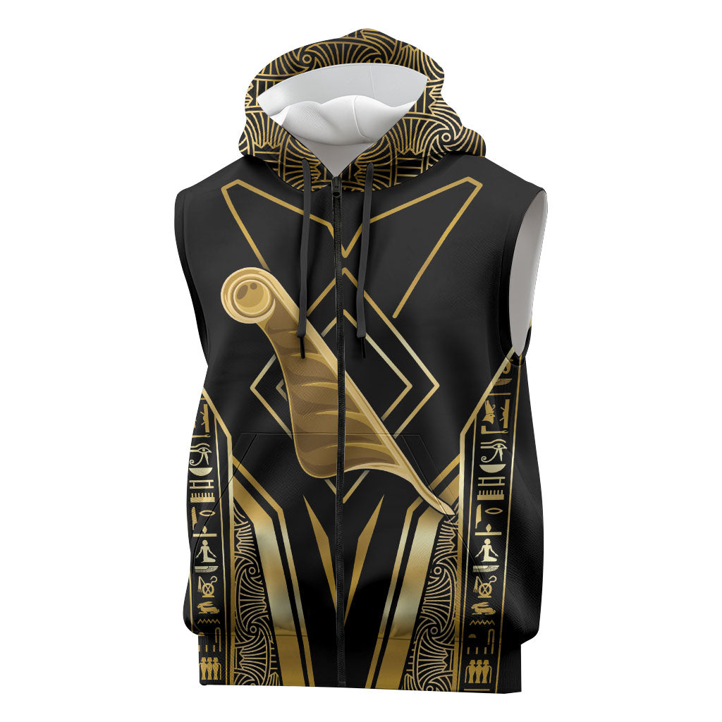 Egypt Feather Of Maat Sleeveless Zip Hoodie Ancient Mythology Truth And Justice