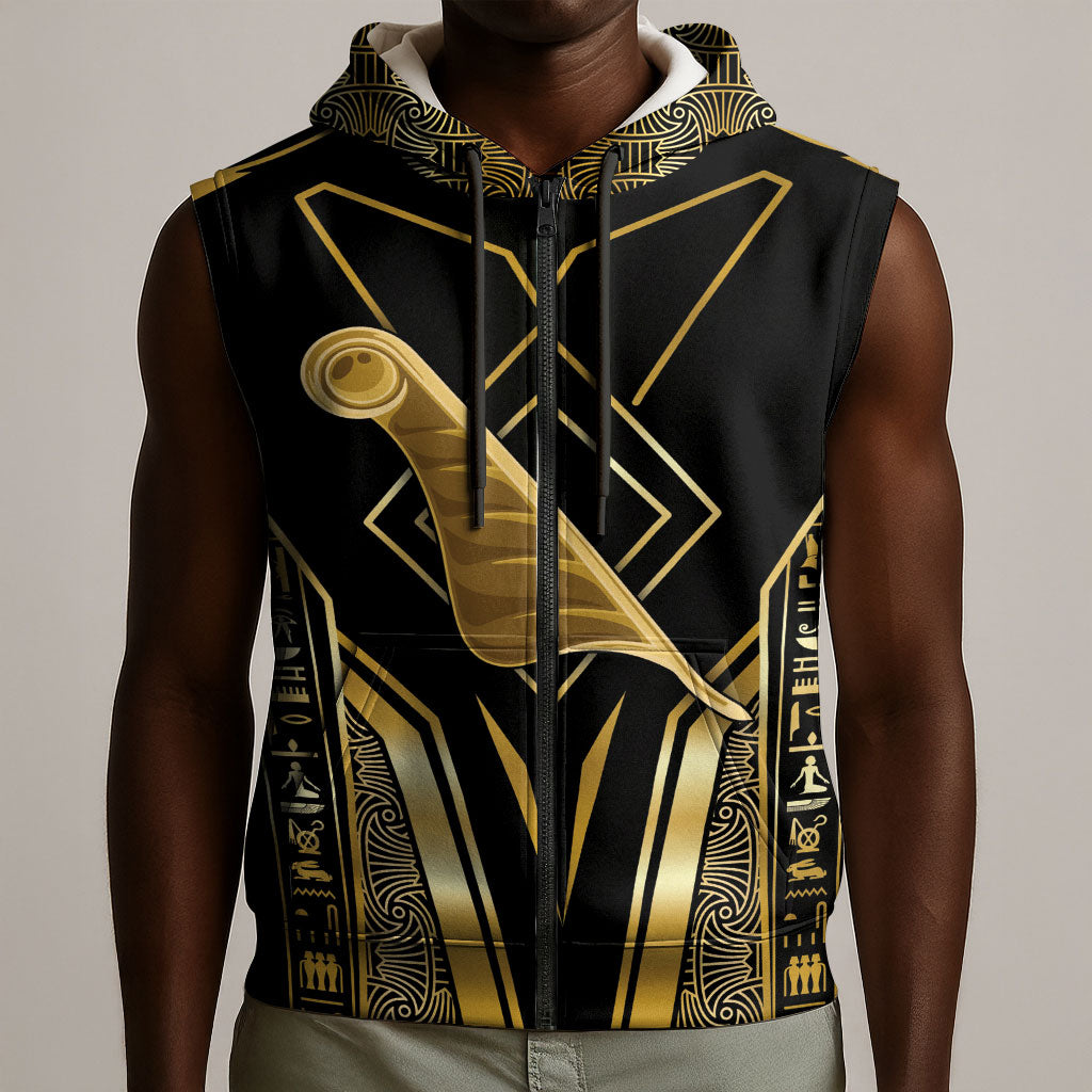 Egypt Feather Of Maat Sleeveless Zip Hoodie Ancient Mythology Truth And Justice