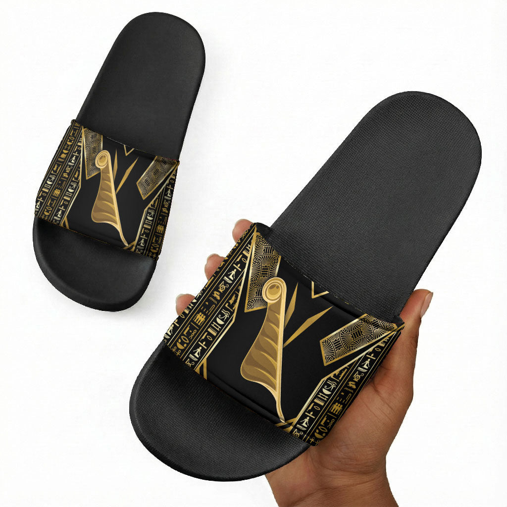 Egypt Feather Of Maat Slide Sandals Ancient Mythology Truth And Justice