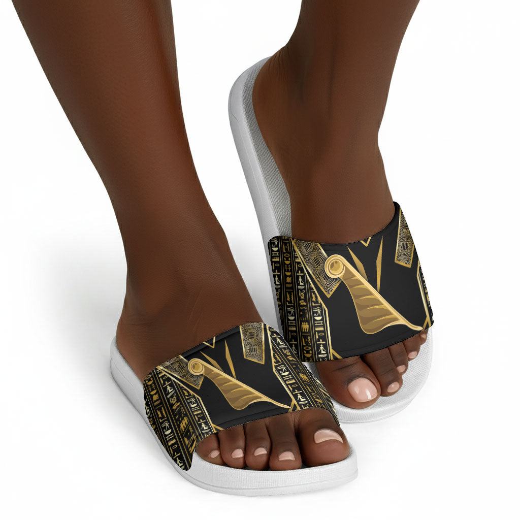 Egypt Feather Of Maat Slide Sandals Ancient Mythology Truth And Justice