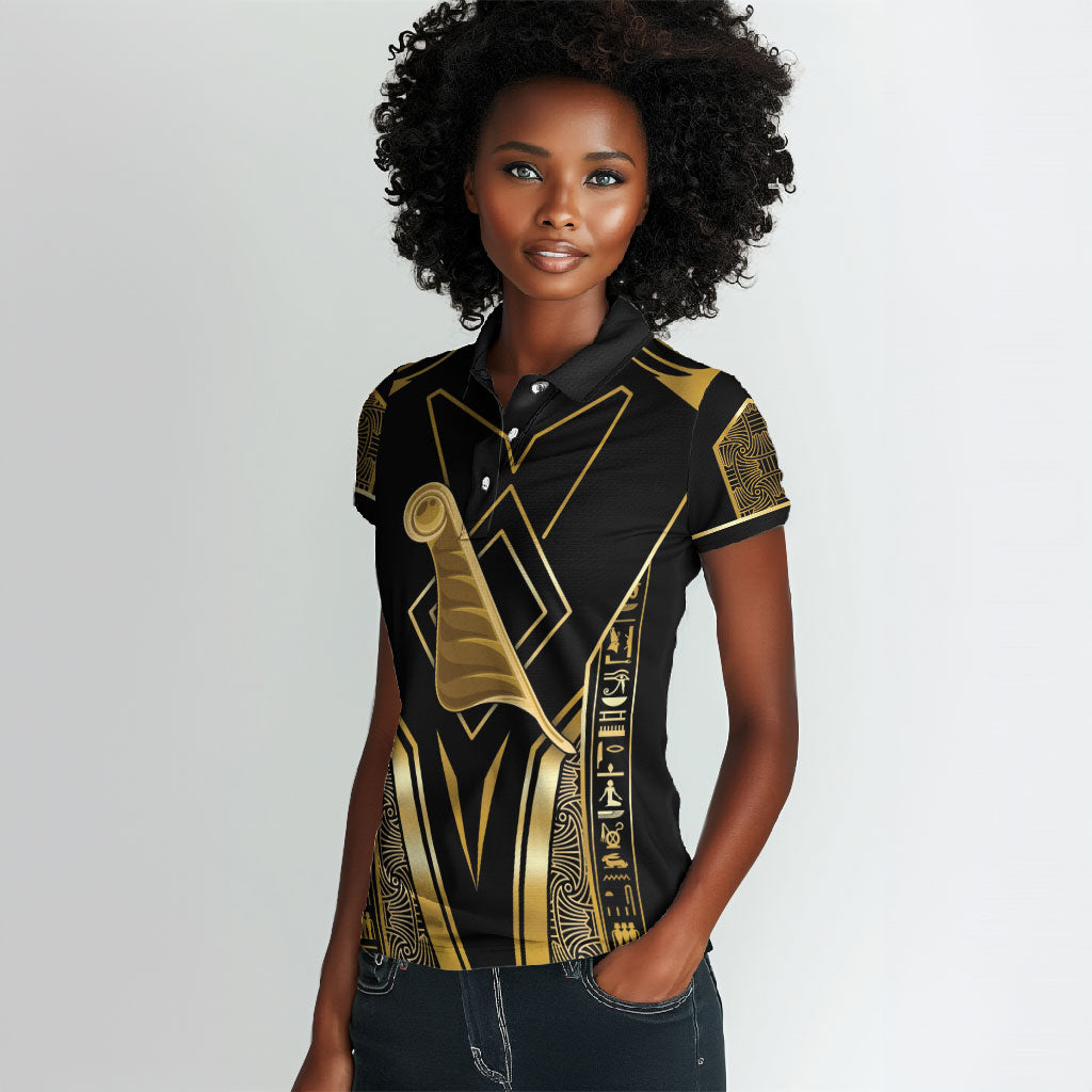 Egypt Feather Of Maat Women Polo Shirt Ancient Mythology Truth And Justice