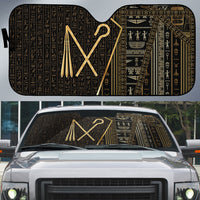 Egypt Crook And Flail Auto Sun Shade Ancient Mythology Pharaoh Royalty Gold