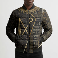 Egypt Crook And Flail Bomber Puffer Jacket Ancient Mythology Pharaoh Royalty Gold