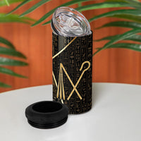 Egypt Crook And Flail 4 in 1 Can Cooler Tumbler Ancient Mythology Pharaoh Royalty Gold