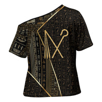 Egypt Crook And Flail Cross Shoulder Shirt Ancient Mythology Pharaoh Royalty Gold