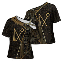 Egypt Crook And Flail Cross Shoulder Shirt Ancient Mythology Pharaoh Royalty Gold