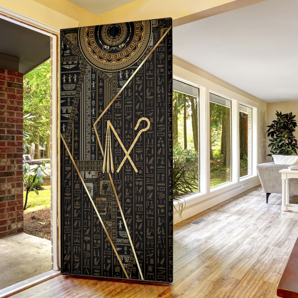 Egypt Crook And Flail Door Cover Ancient Mythology Pharaoh Royalty Gold