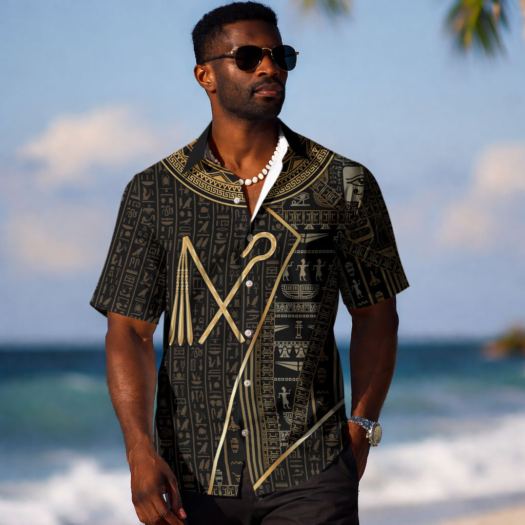 Egypt Crook And Flail Hawaiian Shirt Ancient Mythology Pharaoh Royalty Gold DT05