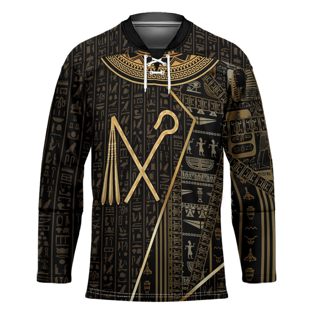 Egypt Crook And Flail Hockey Jersey Ancient Mythology Pharaoh Royalty Gold
