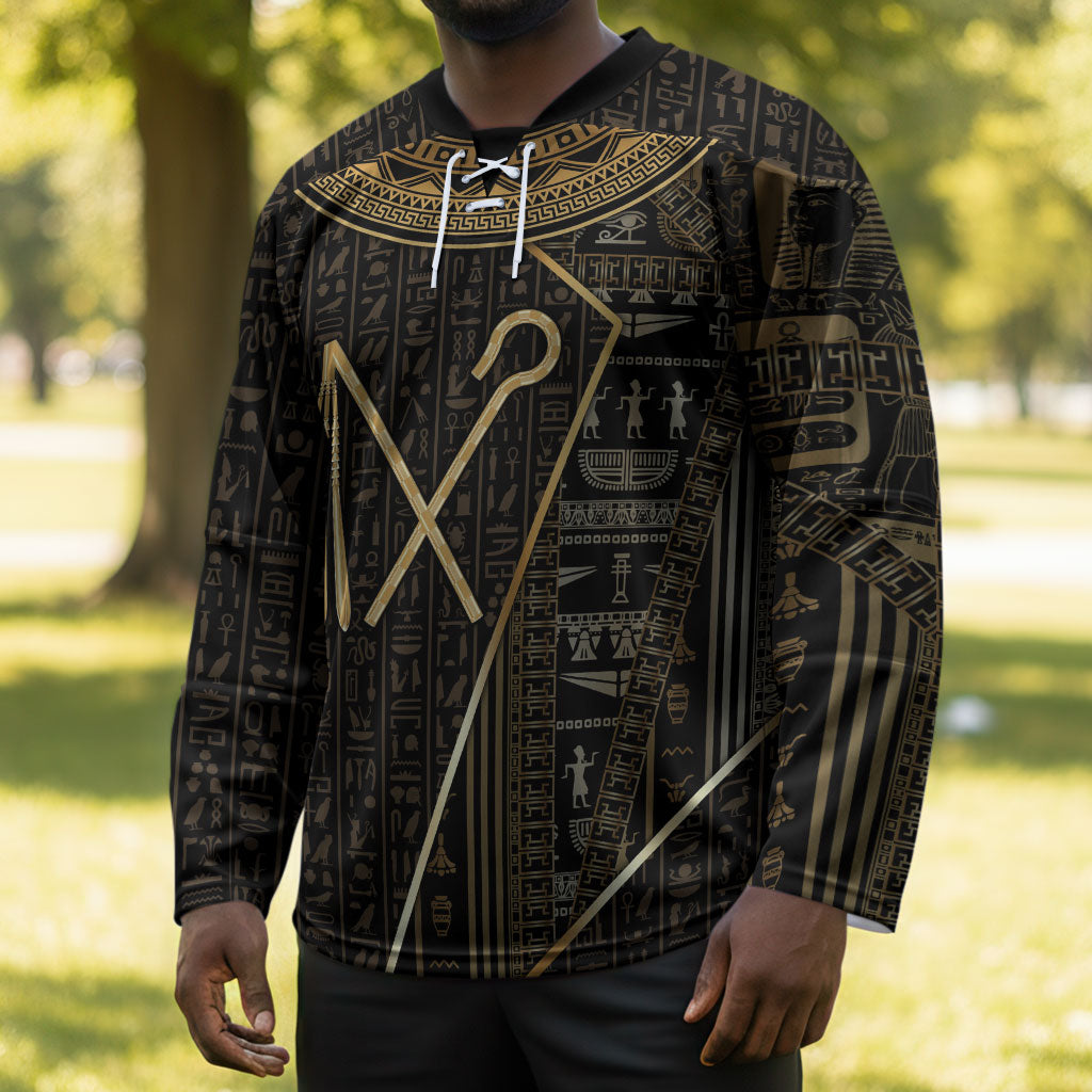Egypt Crook And Flail Hockey Jersey Ancient Mythology Pharaoh Royalty Gold