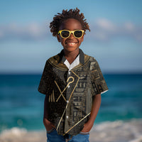 Egypt Crook And Flail Kid Hawaiian Shirt Ancient Mythology Pharaoh Royalty Gold