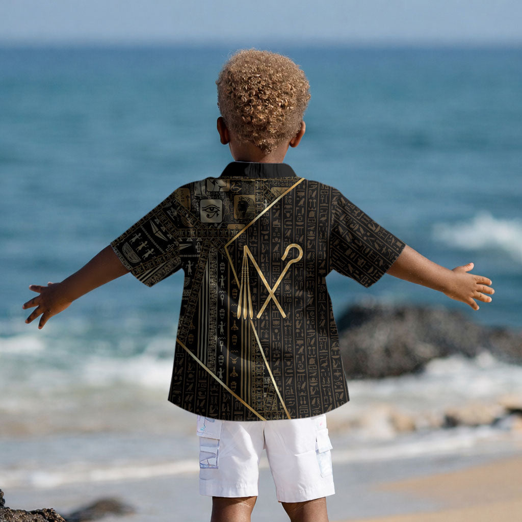 Egypt Crook And Flail Kid Hawaiian Shirt Ancient Mythology Pharaoh Royalty Gold DT05