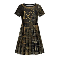 Egypt Crook And Flail Kid Short Sleeve Dress Ancient Mythology Pharaoh Royalty Gold