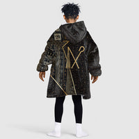 Egypt Crook And Flail Kid Wearable Blanket Hoodie Ancient Mythology Pharaoh Royalty Gold
