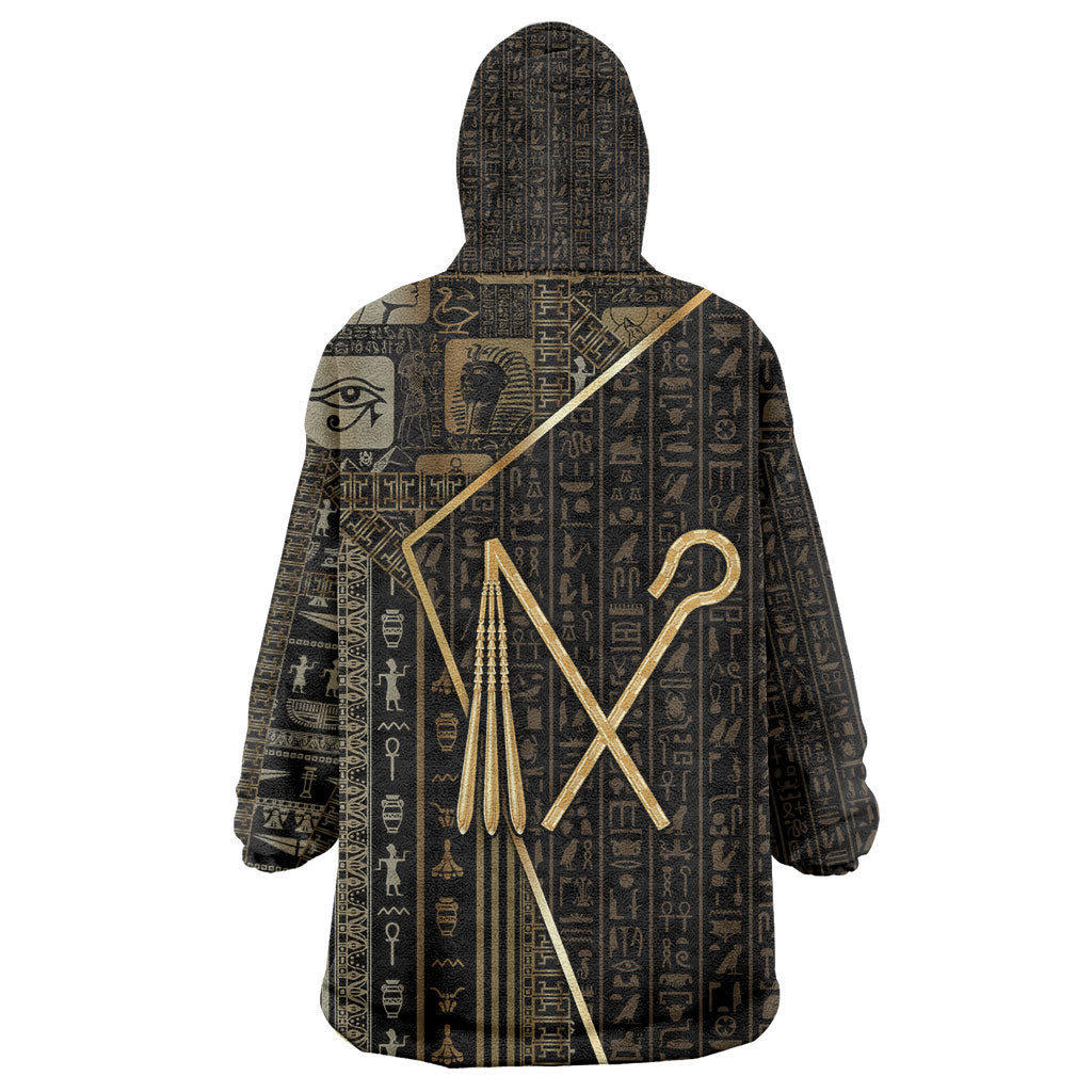 Egypt Crook And Flail Kid Wearable Blanket Hoodie Ancient Mythology Pharaoh Royalty Gold