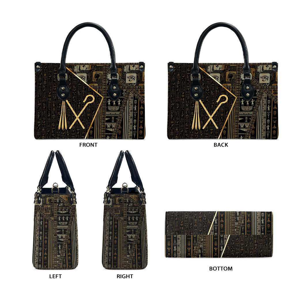 Egypt Crook And Flail Leather Bag Ancient Mythology Pharaoh Royalty Gold