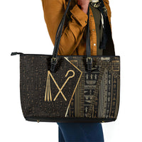 Egypt Crook And Flail Leather Tote Bag Ancient Mythology Pharaoh Royalty Gold