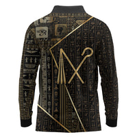 Egypt Crook And Flail Long Sleeve Polo Shirt Ancient Mythology Pharaoh Royalty Gold
