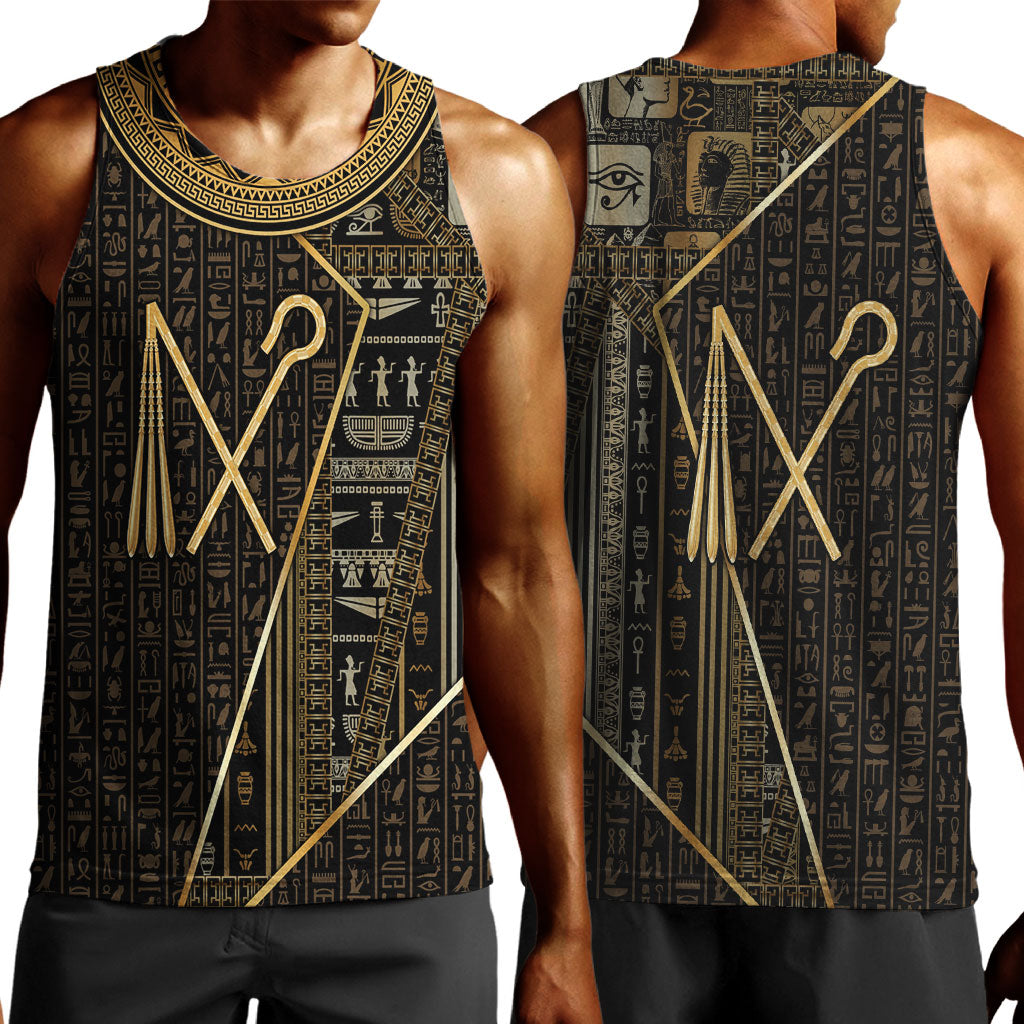 Egypt Crook And Flail Men Tank Top Ancient Mythology Pharaoh Royalty Gold