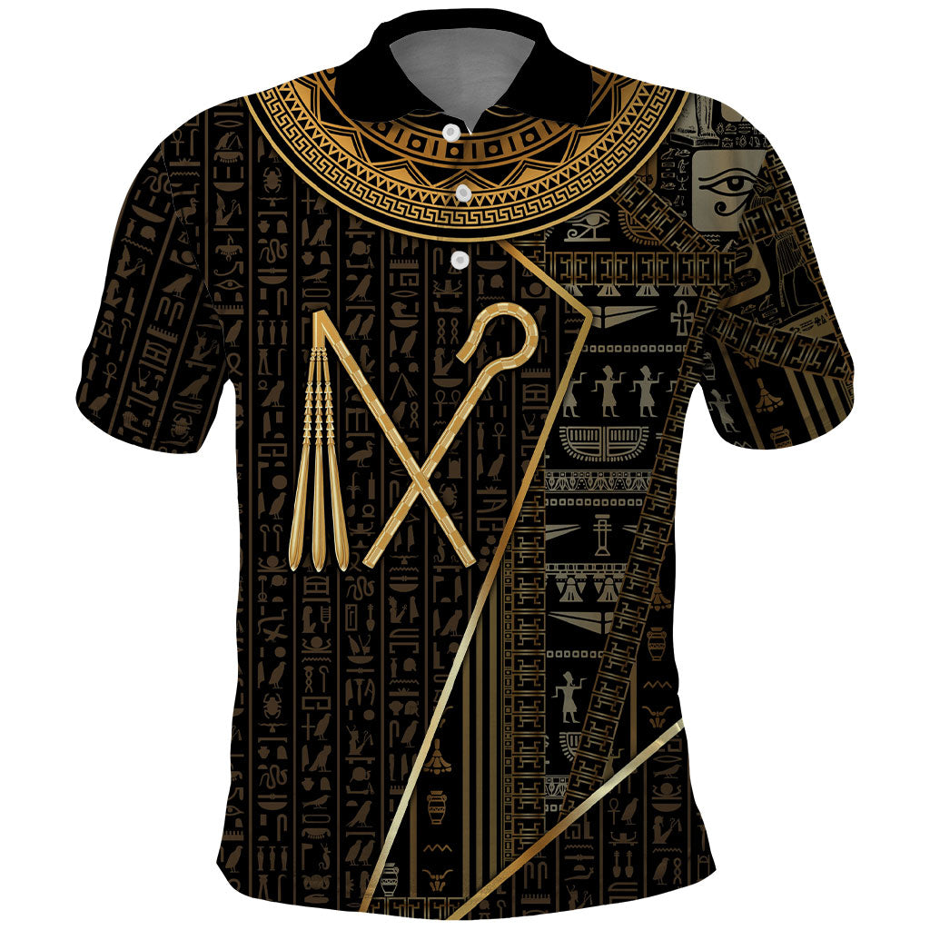 Egypt Crook And Flail Polo Shirt Ancient Mythology Pharaoh Royalty Gold