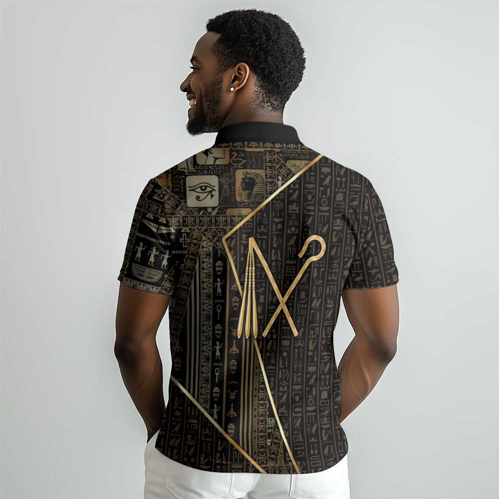 Egypt Crook And Flail Polo Shirt Ancient Mythology Pharaoh Royalty Gold DT05