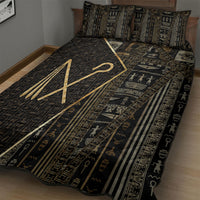 Egypt Crook And Flail Quilt Bed Set Ancient Mythology Pharaoh Royalty Gold